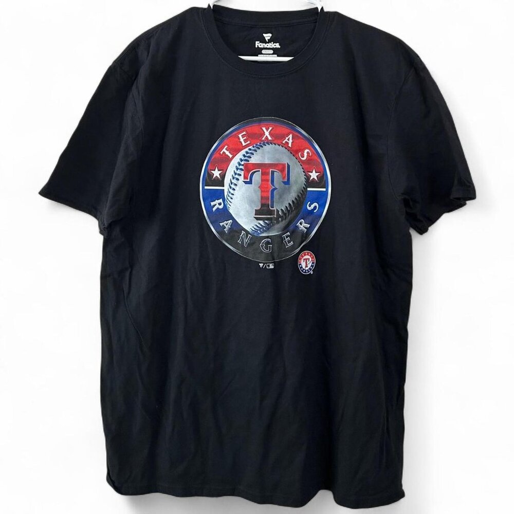 Texas Rangers Team Logo Graphic MLB Baseball Short Sleeve Shirt Men's Size XL